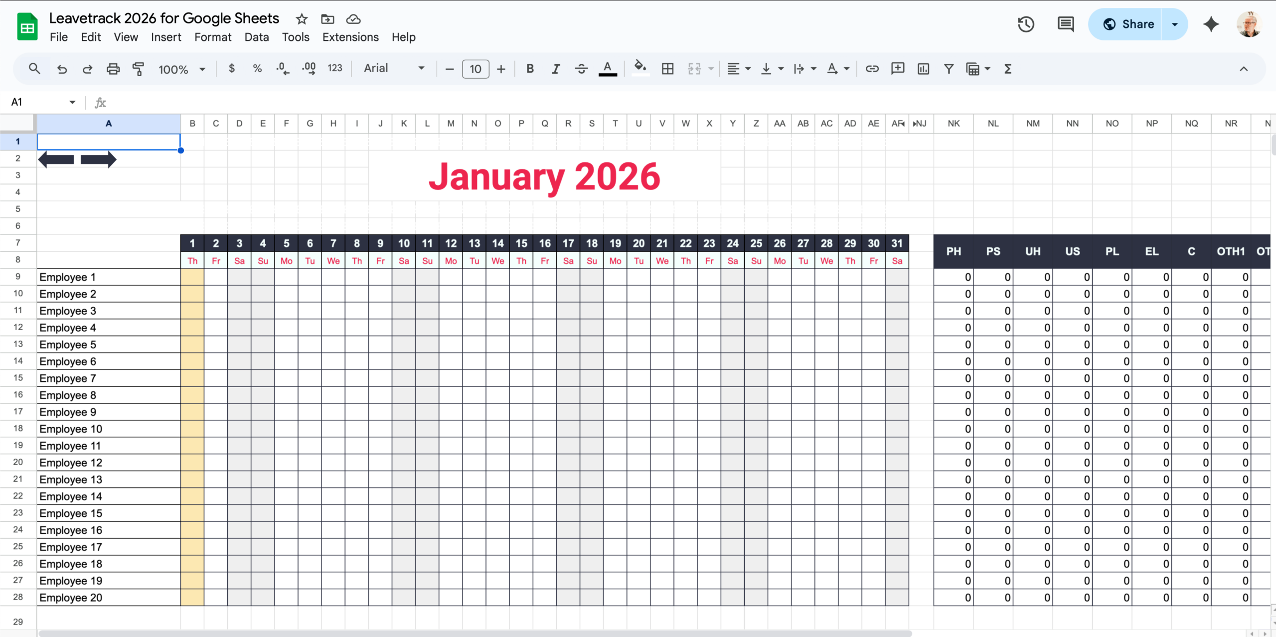 Free 2026 Excel And Google Sheets Holiday Planner - Employee Leave regarding Absence Calendar 2026