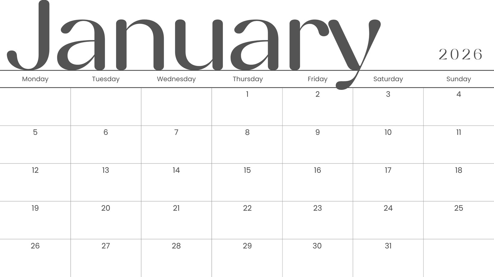 Free And Editable January 2026 Calendar Templates | Canva in January 2026 Calendar Printable