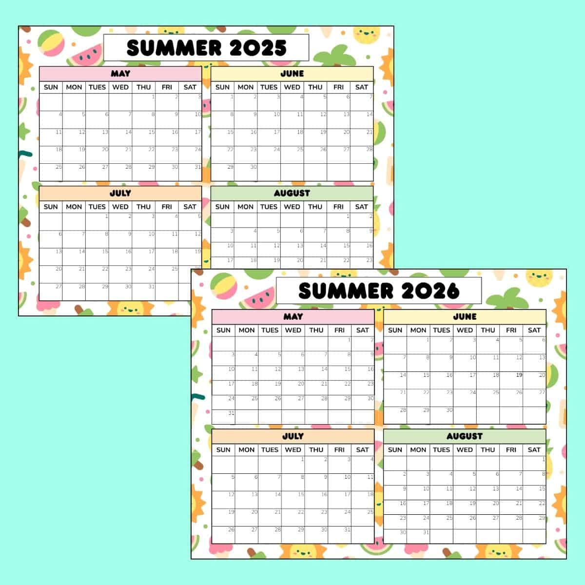 Free Cute Summer 2026 Calendar Printable Pdf within Spring Break 2026 Calendar Printable