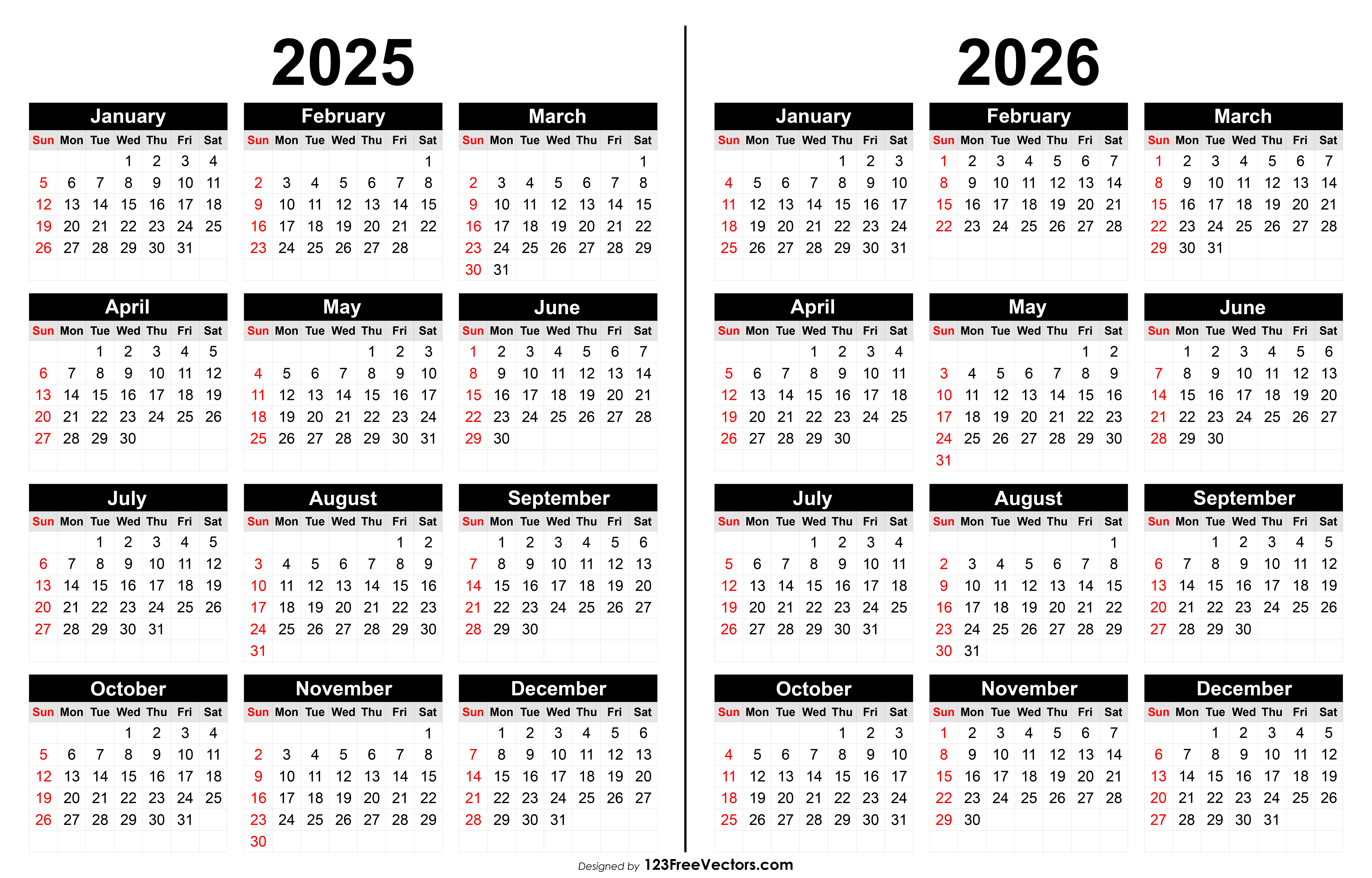 Free Download 2025 And 2026 Calendar Printable throughout 2025 To 2026 Calendar Printable Free