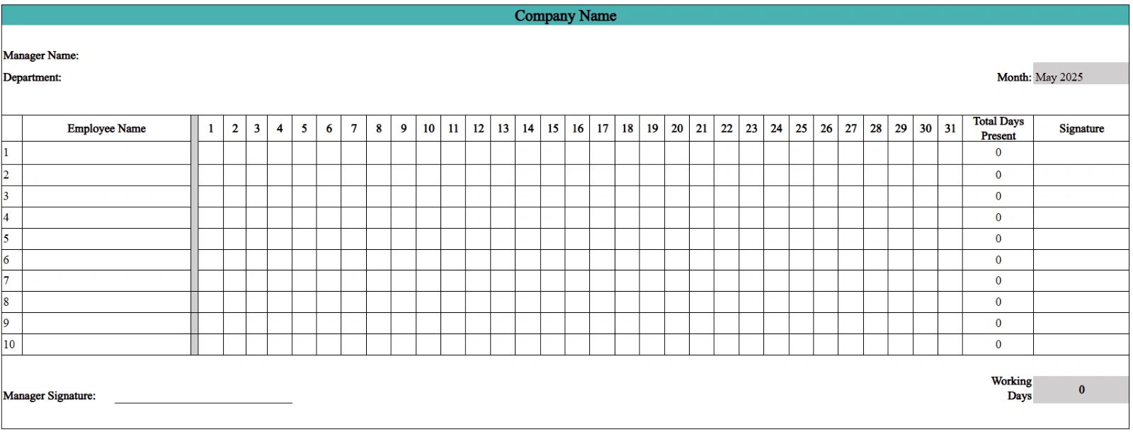 Free Employee Attendance Calendar Templates 2025 intended for 2026 Employee Attendance Calendar Template Free