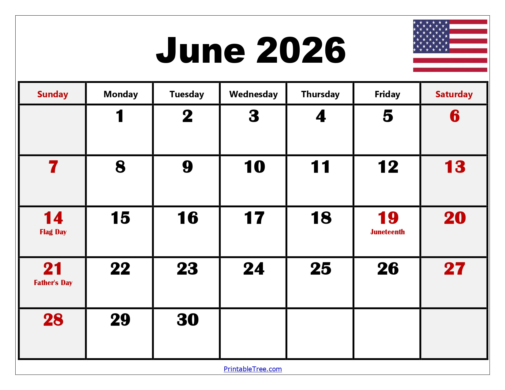 Free June 2026 Calendar Printable Pdf With Holiday Templates for June 2026 Calendar Printable