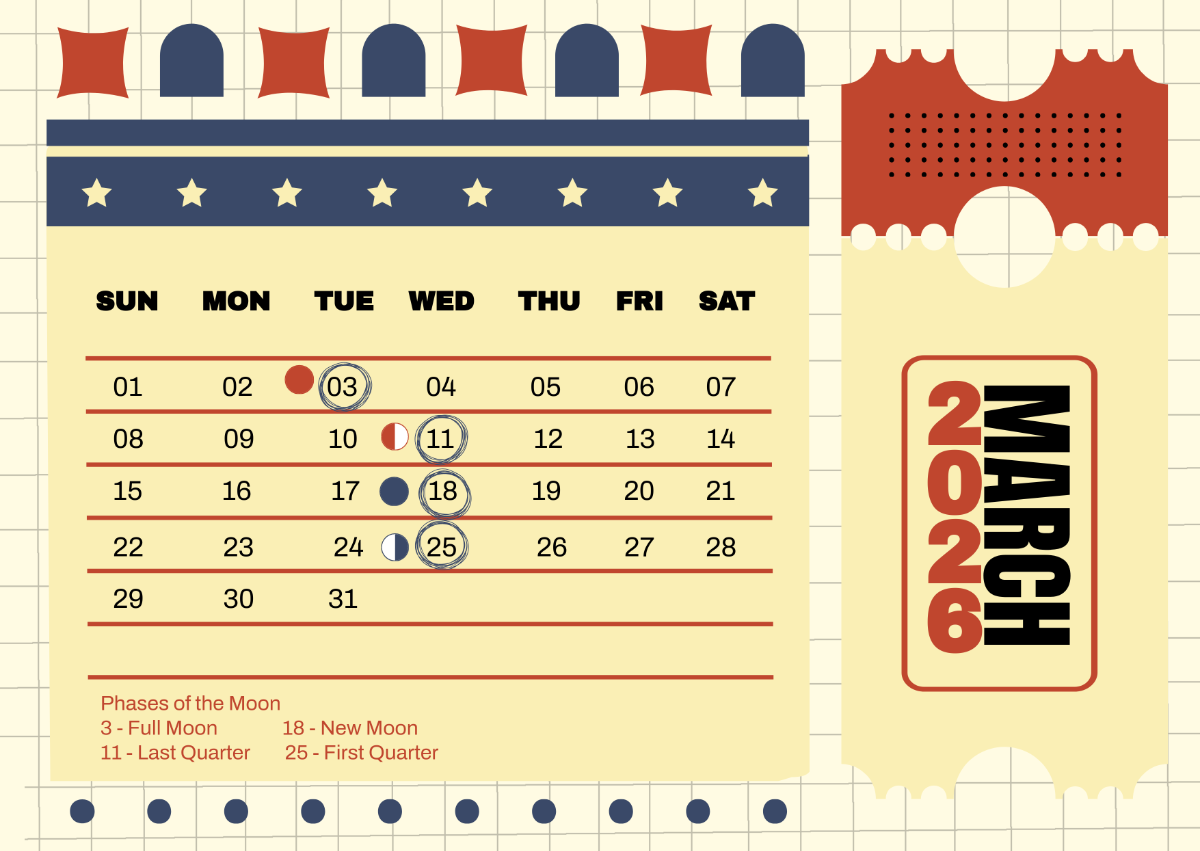 Free March 2026 Full Moon Calendar Template To Edit Online in Full Moon Calendar March 2026