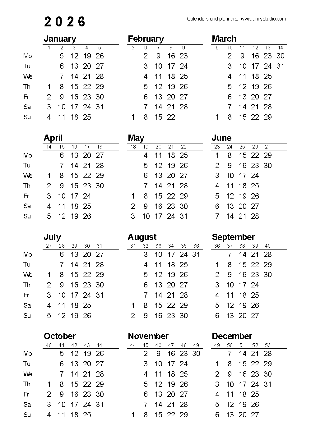 Free Printable Calendars And Planners 2026 And 2027 within Free Printable 2026 Calendar with Holidays Nz