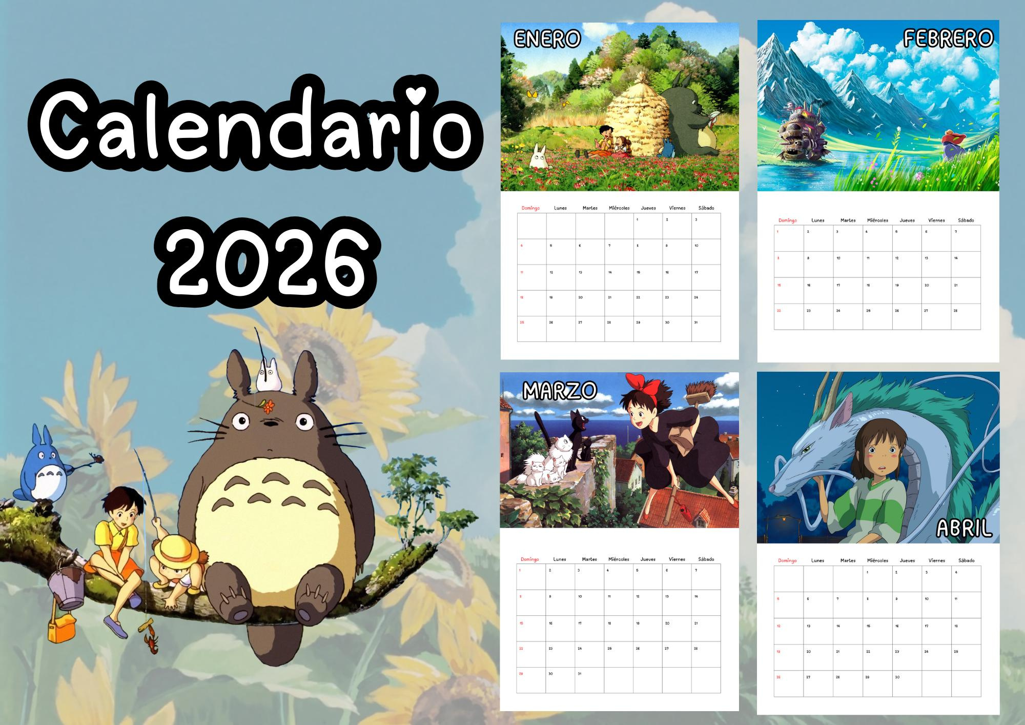 Ghibli Anime Calendar 2026 - Adjustable A3 - A4 Canvas - Chihiro inside Anime Calendar 2026 Schedule