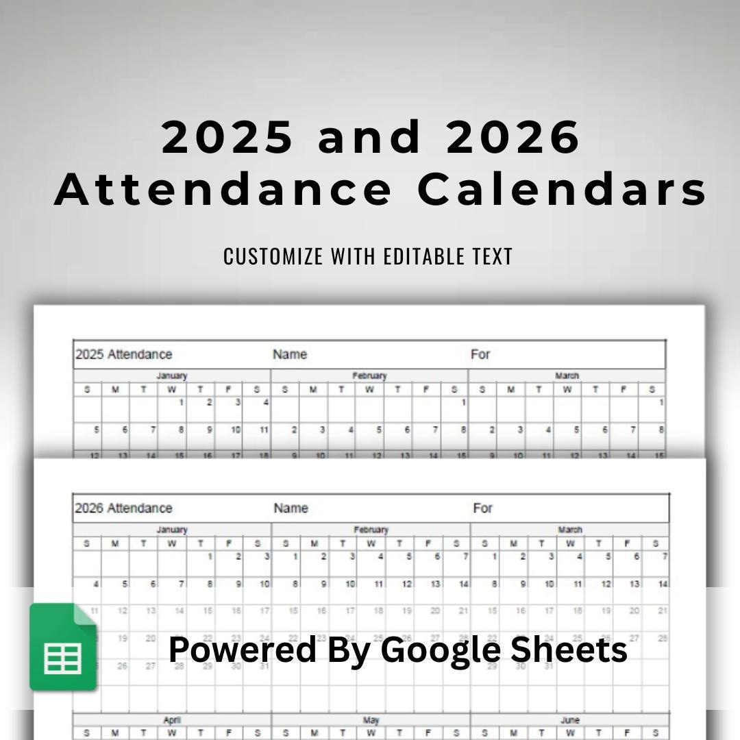 Google Sheets 2025 And 2026 Employee Attendance Calendars - 2025 regarding Absentee Calendar 2026 For Schools