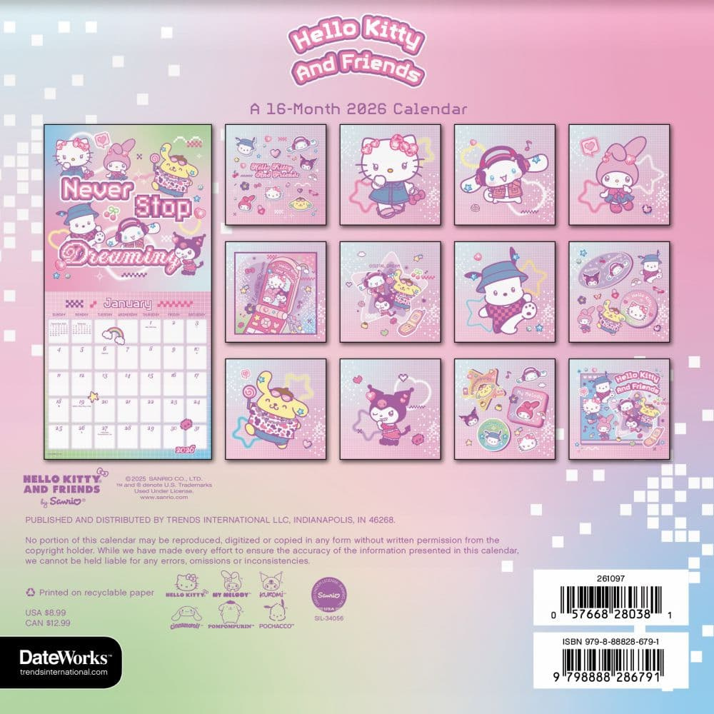 Hello Kitty 2026 Mini Wall Calendar - Calendars throughout Free Printable Hello Kitty Calendar 2026