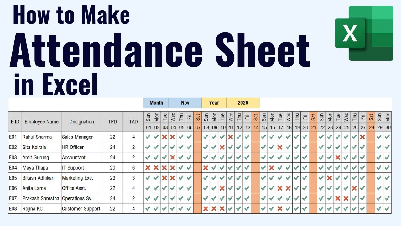 How To Make Attendance Sheet In Excel pertaining to Attendance Sheet July 2026