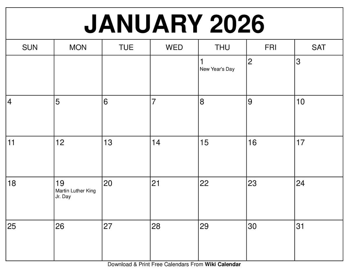 January 2026 Calendar - Printable Templates &amp;amp; More throughout 2026 Calendar Printable Wiki