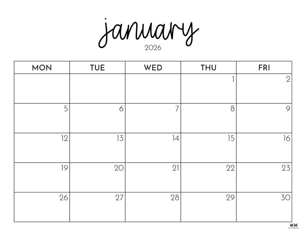 January 2026 Calendars - 123 Free Printables | Printabulls throughout January 2026 Calendar Printable Coloring Pages