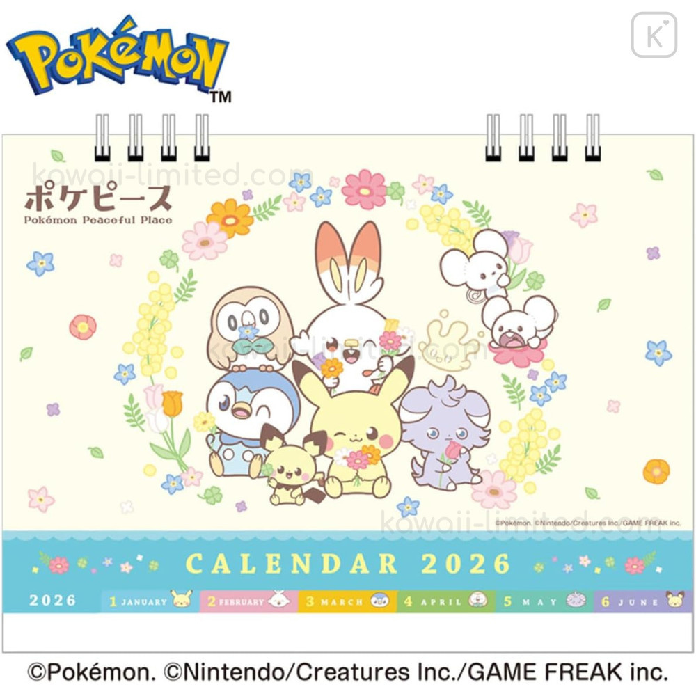 Japan Pokemon Desk Calendar - Pocket Monster : Pokepeace Happy 2026 with Pokemon 2026 Desk Calendar