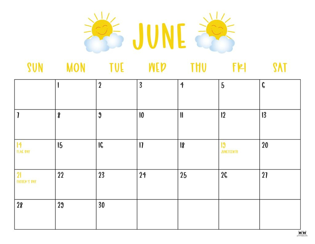June 2026 Calendars - 123 Free Printables | Printabulls inside 2026 Calendar Printable June