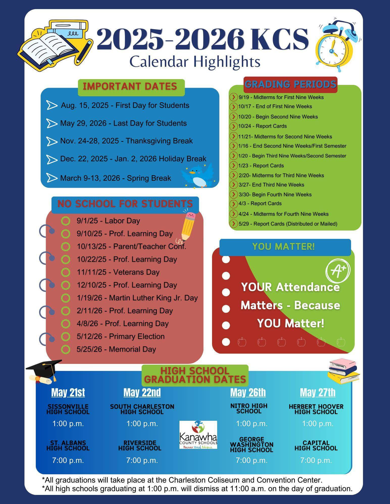 Kcs 2025-2026 Calendar Highlights | Kanawha City Elementary in Kcs 2026 - 2027 Calendar