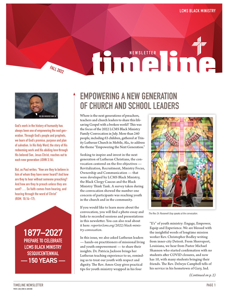 Lcms Black Ministry – Fall 2022 Newsletter in Lcms Liturgical Calendar 2026 - 2027