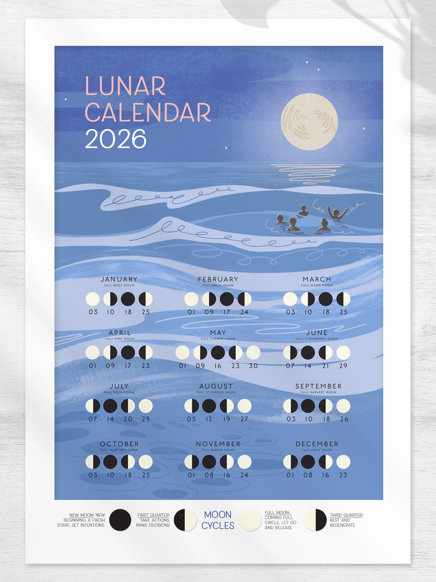 Lunar Calendar 2026 - Holly &amp;amp; Co with regard to Moon Phase Calendar 2026 USA