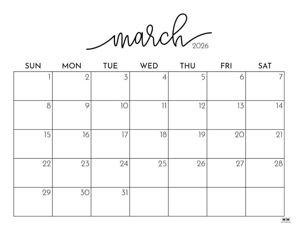 March 2026 Calendars - 123 Free Printables | Printabulls throughout January February March 2026 Printable Calendar