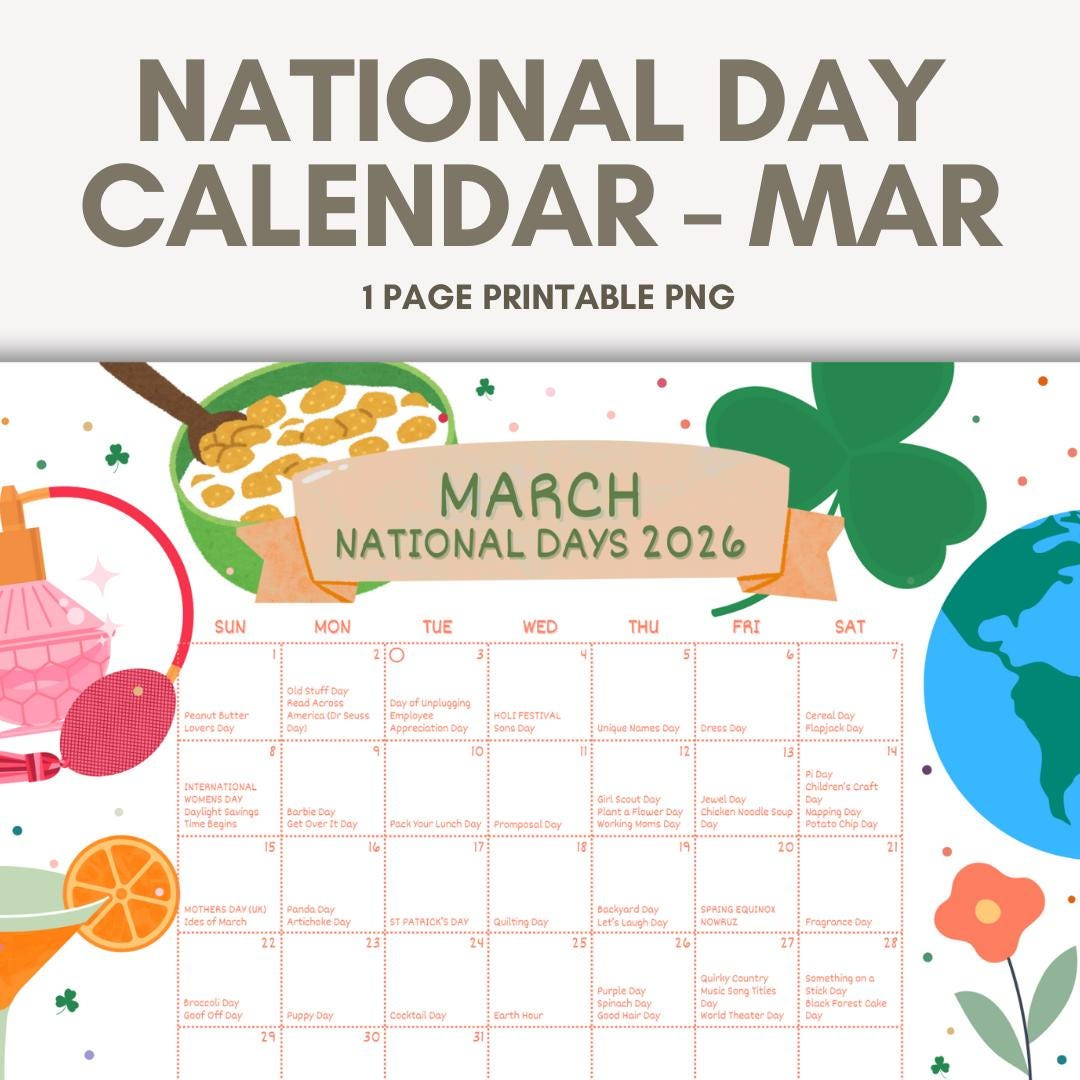 March National Days Calendar, National Day Holidays In March for National Day Calendar March 2026