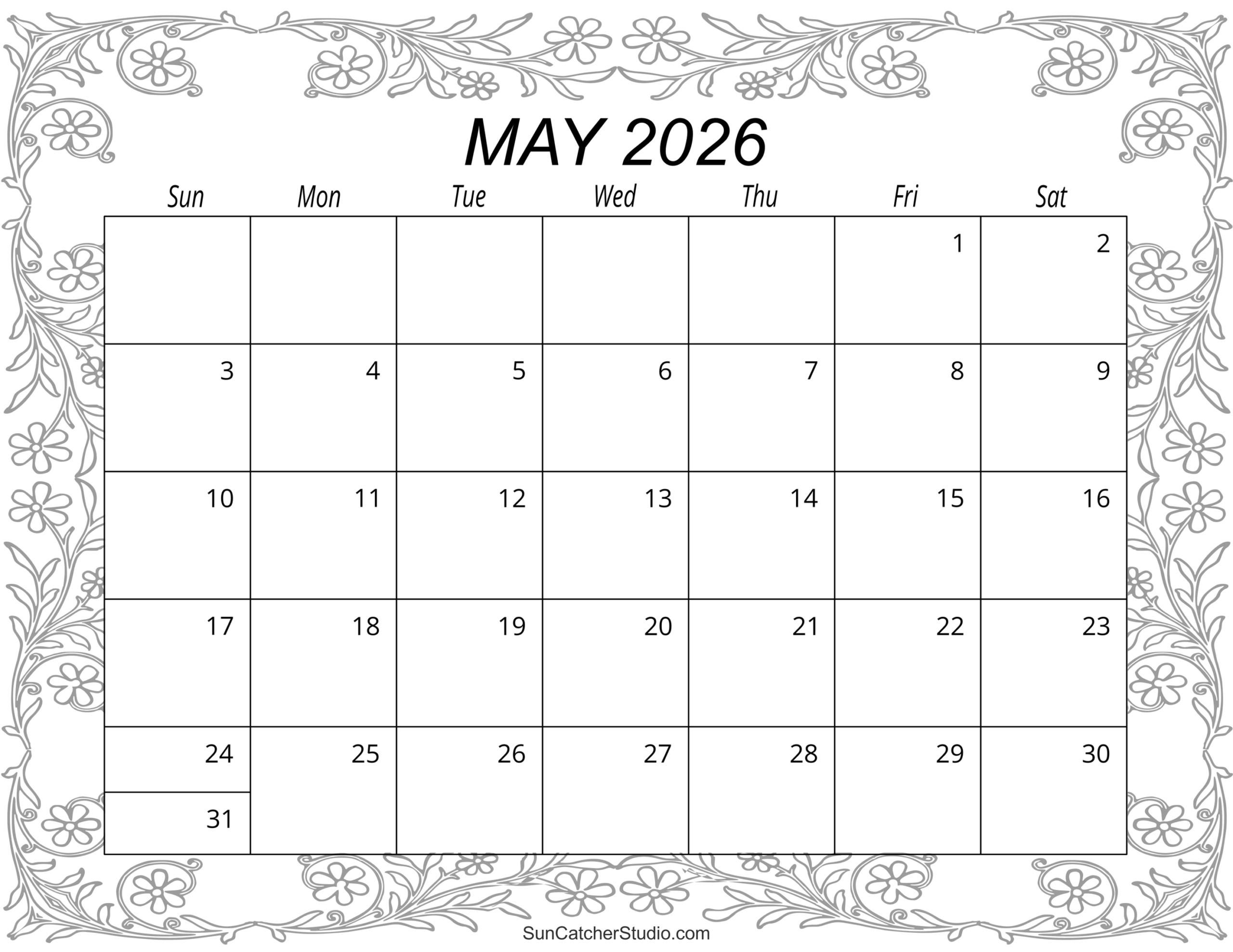 May 2026 Calendar (Free Printable) – Free Printables, Lettering regarding 2026 Calendar Printable May