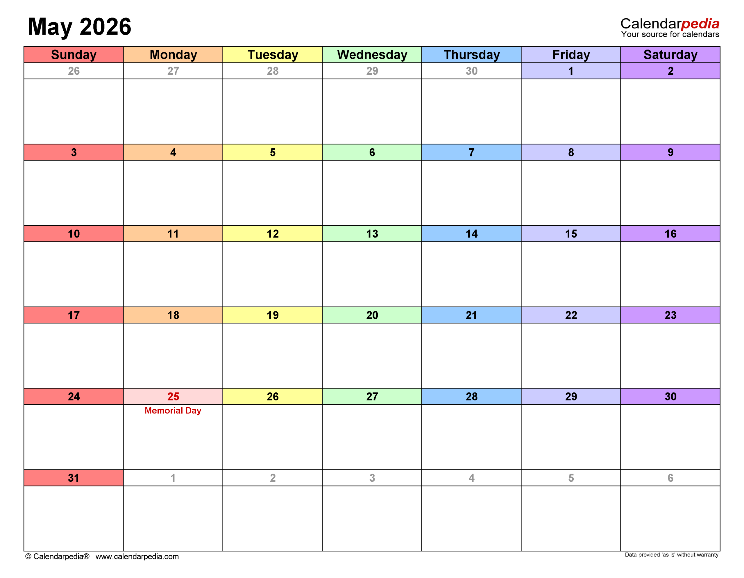 May 2026 Calendar | Templates For Pdf, Excel And Word within Attendance Sheet May 2026