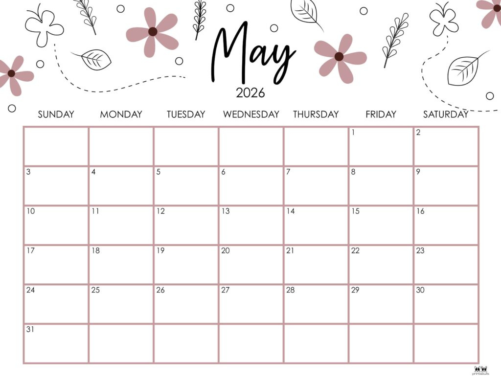 May 2026 Calendars - 123 Free Printables | Printabulls intended for 2026 Calendar Printable Printabulls