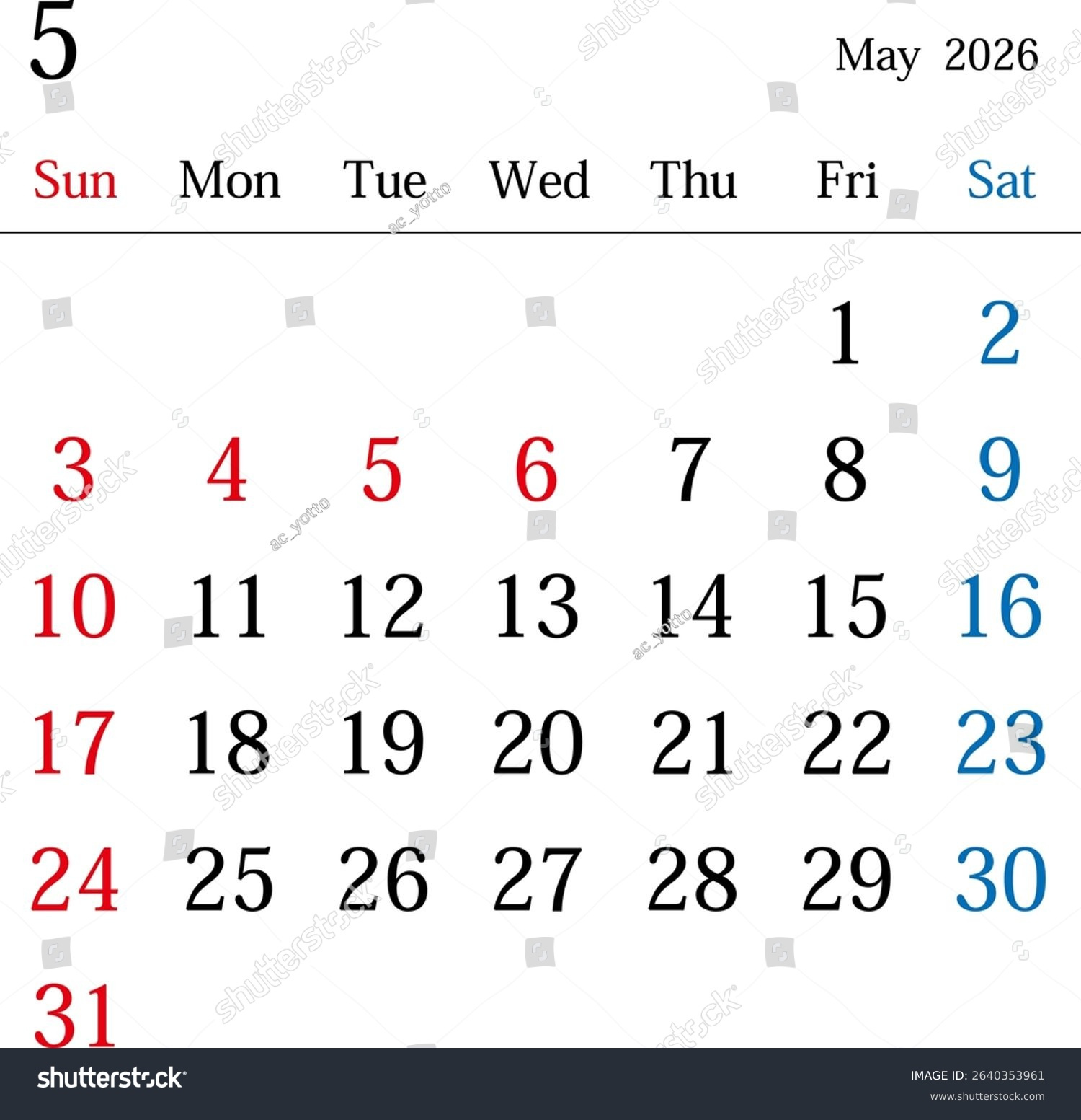 May 2026 Japan Calendar Holidays Stock Vector (Royalty Free within Japanese Calendar 2026 with Holidays