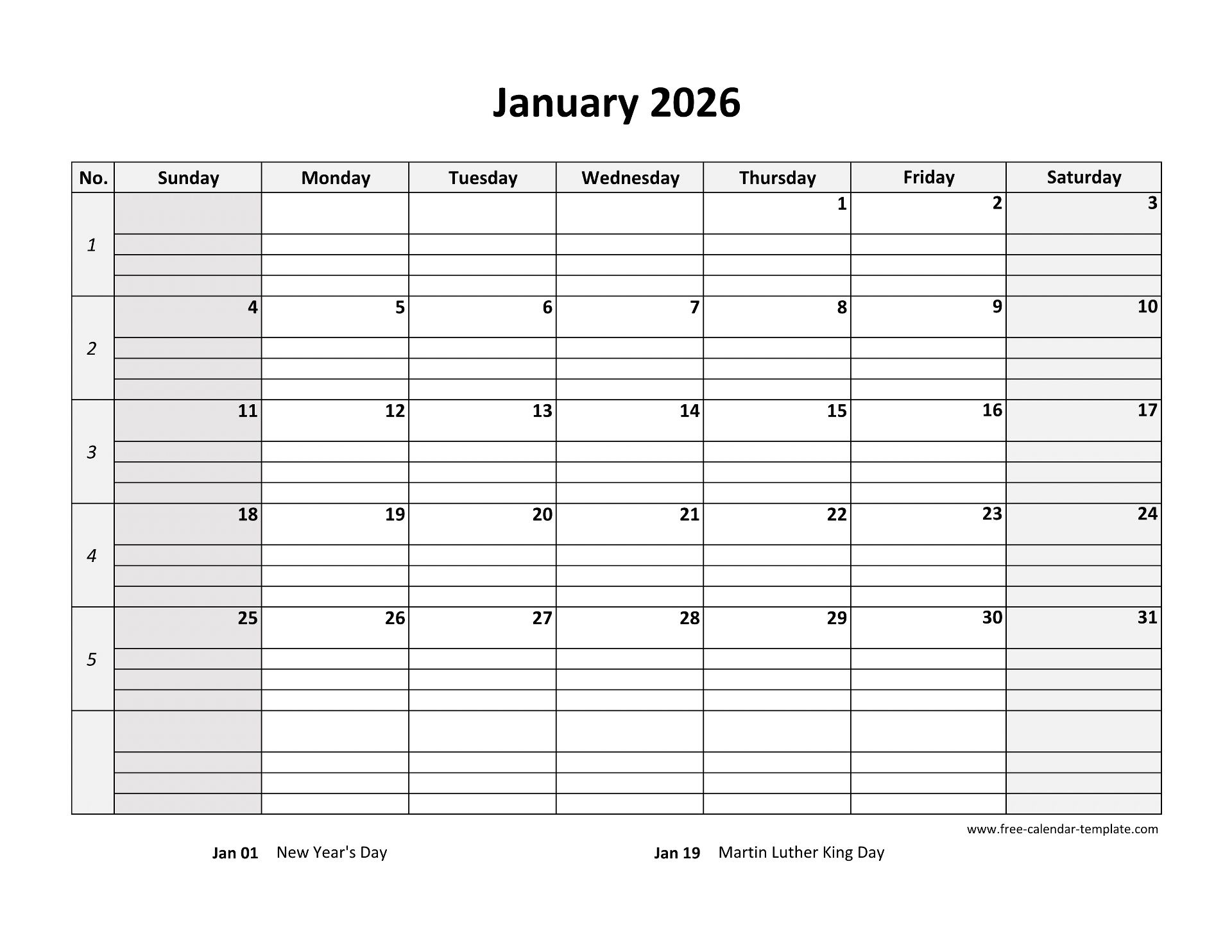 Monthly 2026 Calendar Free Printable With Grid Lines Designed with 2026 Calendar Printable with Lines