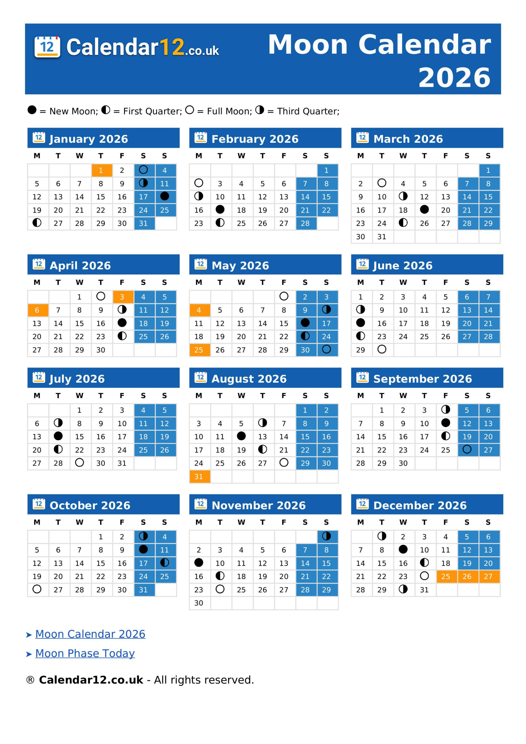 Moon Calendar September 2026 ⬅️ — Calendar12.Co.uk throughout Full Moon Calendar 2026 Uk