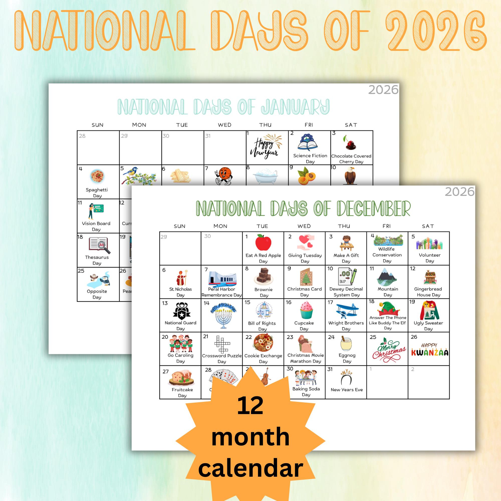 Nationale Tage Lehrmittel Vorschule Lehrer Kalender Klassenzimmer within National Day Calendar January 2026