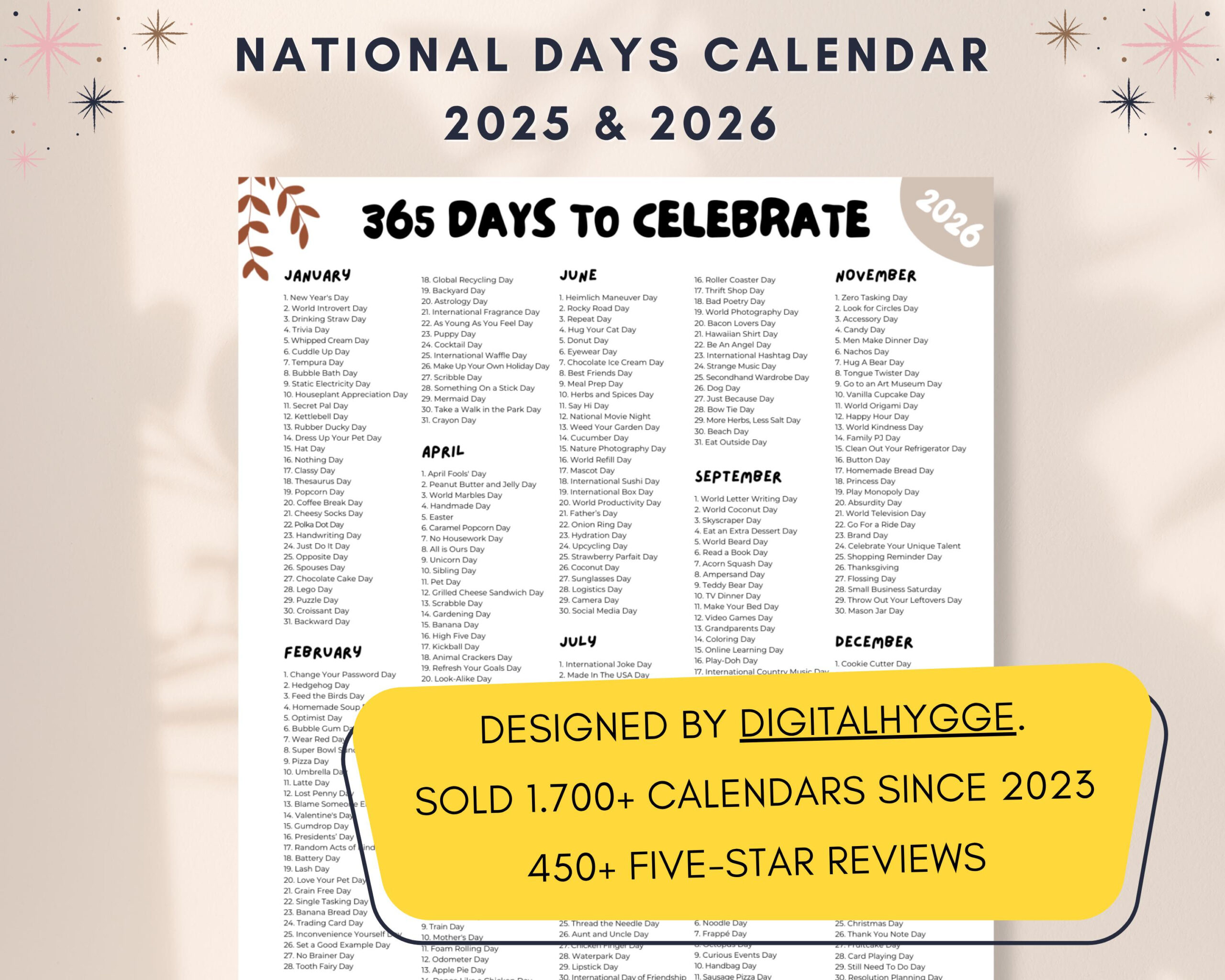 Nationalfeiertage-Kalender 2025-2026: Social Media Inhalt (Pdf with January 14 2026 National Day