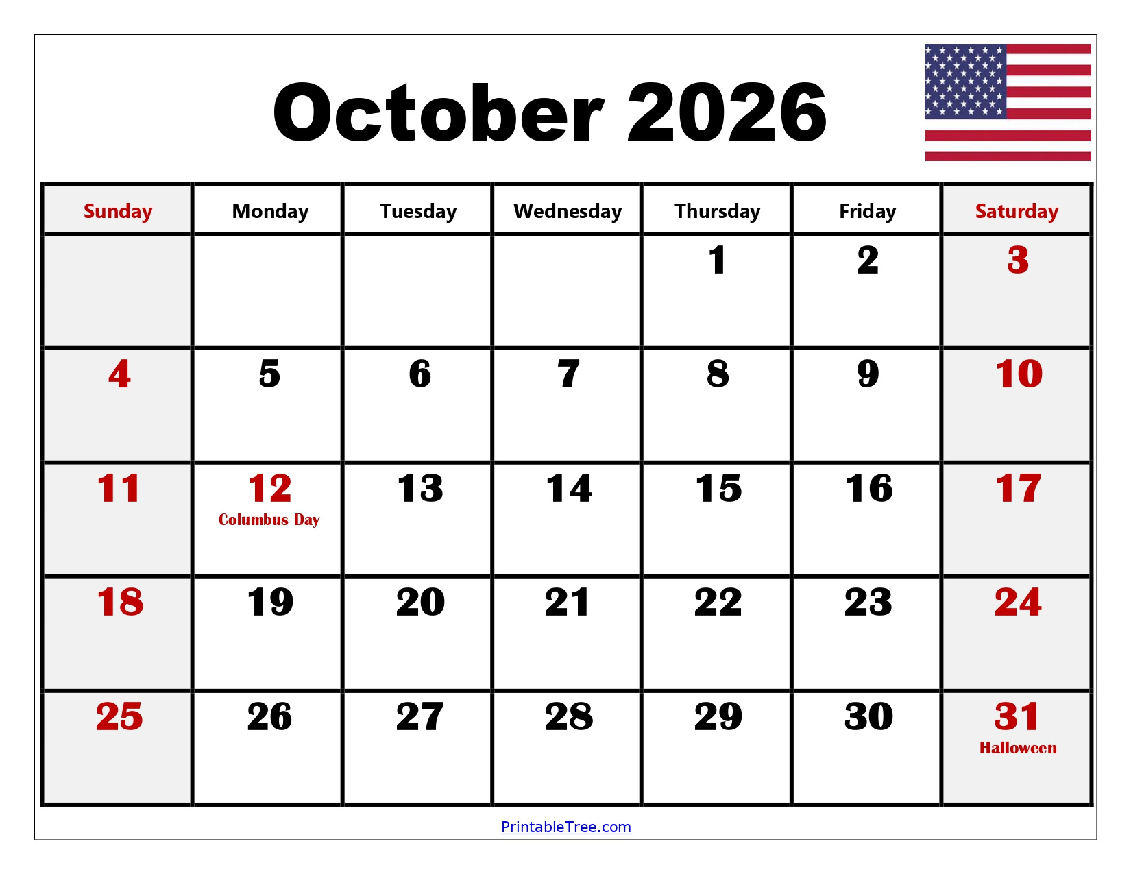 October 2026 Calendar Printable Pdf Templates Free Download pertaining to 2026 Calendar Printable October