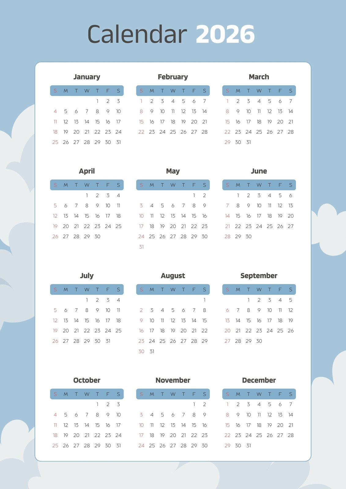 Page 2 - Design And Print A Timeline Poster In One Place with General Blue 2026 Calendar Printable