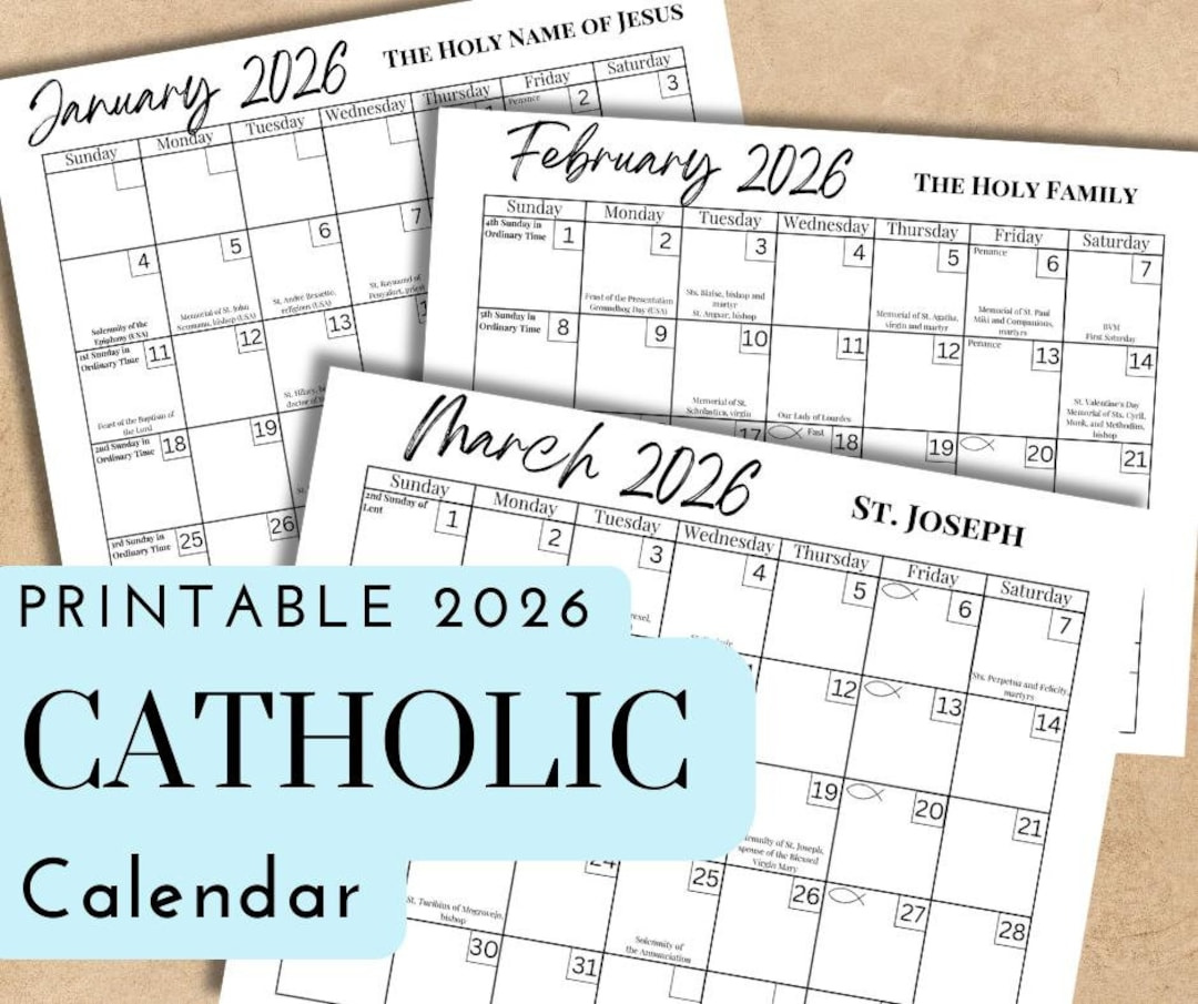 Printable 2026 Catholic Calendar | Liturgical Planner With Feast intended for Catholic Calendar 2026 Calendar Printable