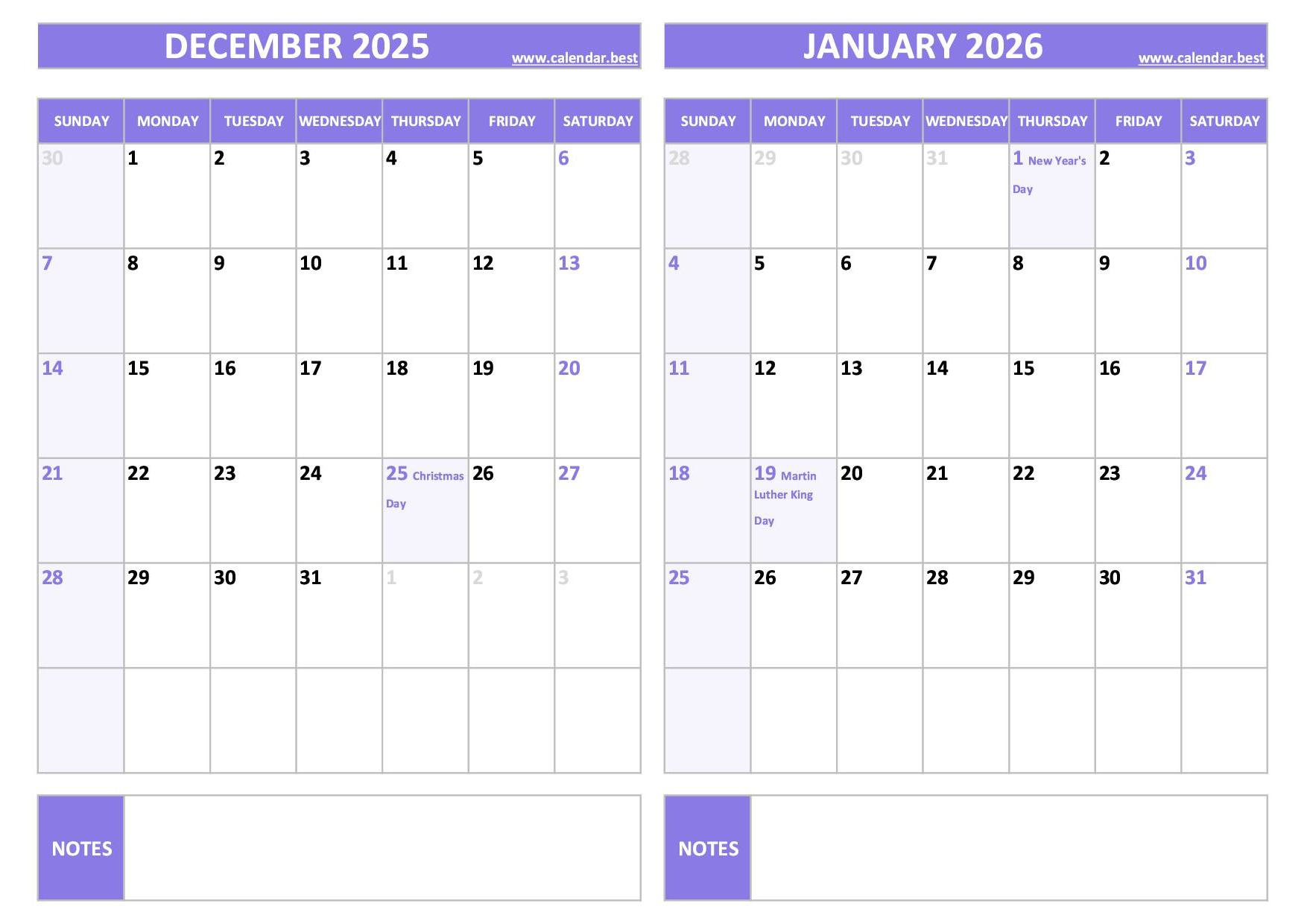 Printable December 2025 And January 2026 Calendar - Free Pdf &amp;amp; Jpg in December 2025 January 2026 Calendar With Holidays Printable