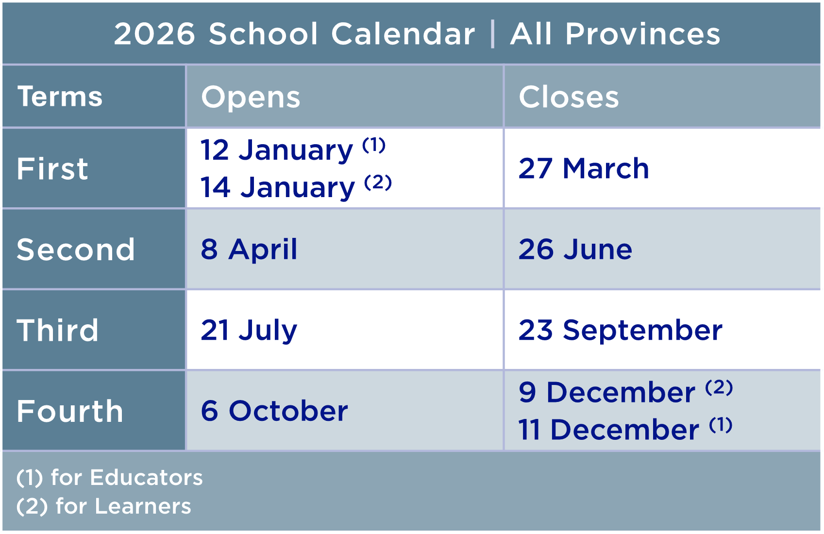 School Calendar | Western Cape Government in 2026 School Calendar South Africa Printable