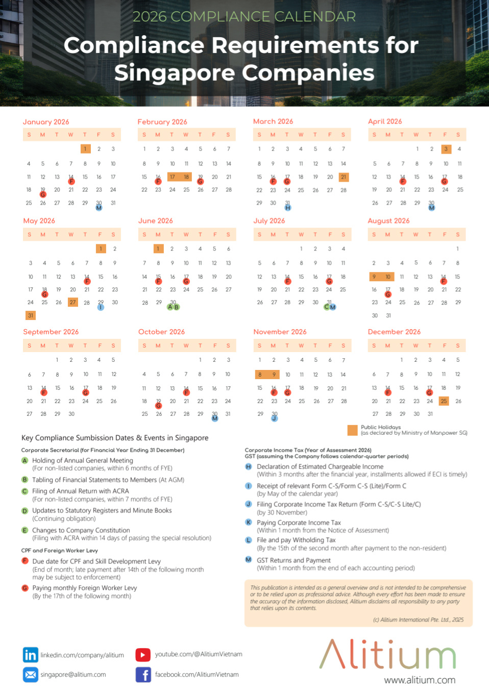 Singapore Compliance Calendar 2026 | Key Corporate Deadlines intended for 2026 Calendar Printable Singapore