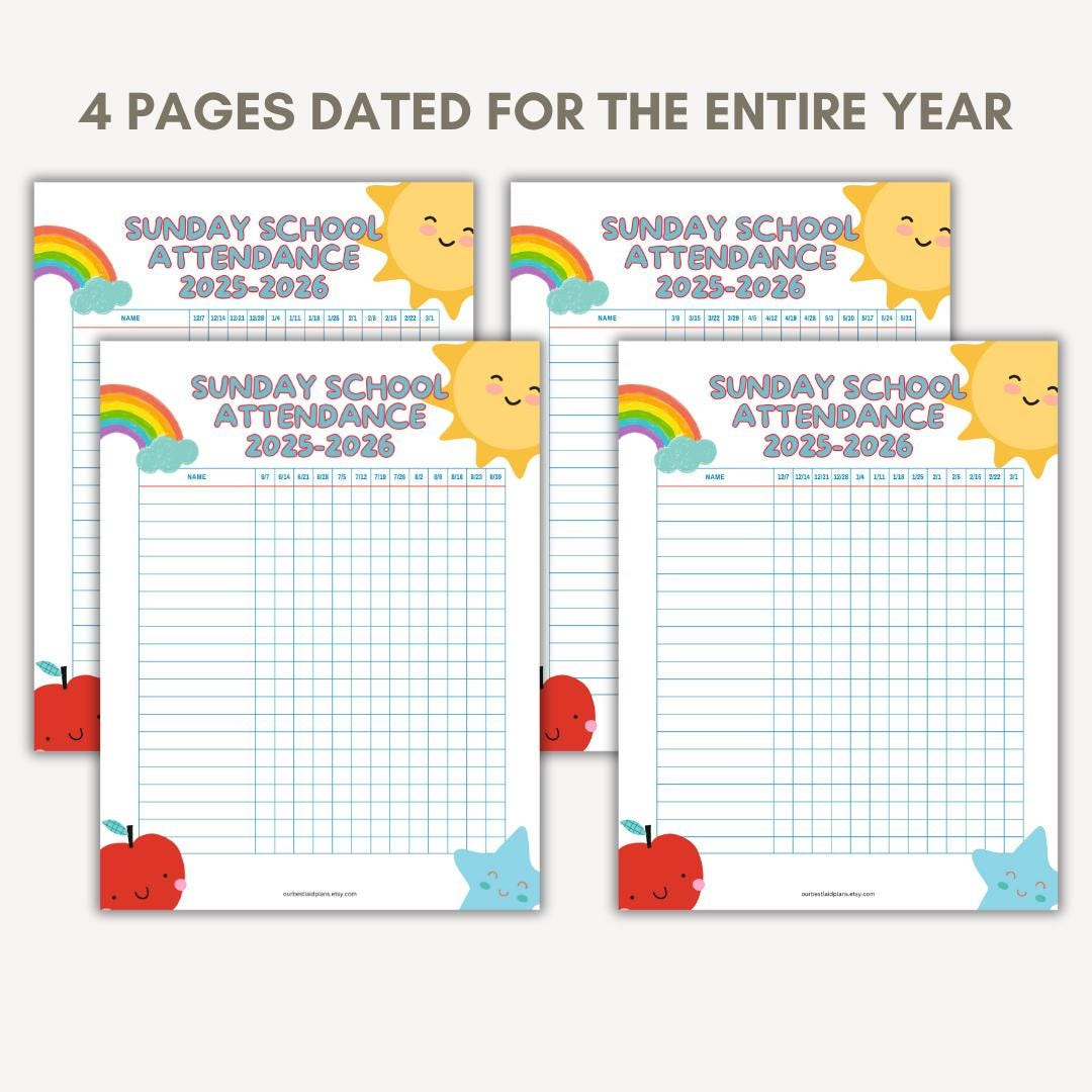 Sunday School Attendance Chart Printable Pdf, Sunday School intended for Sunday School Attendance 2026