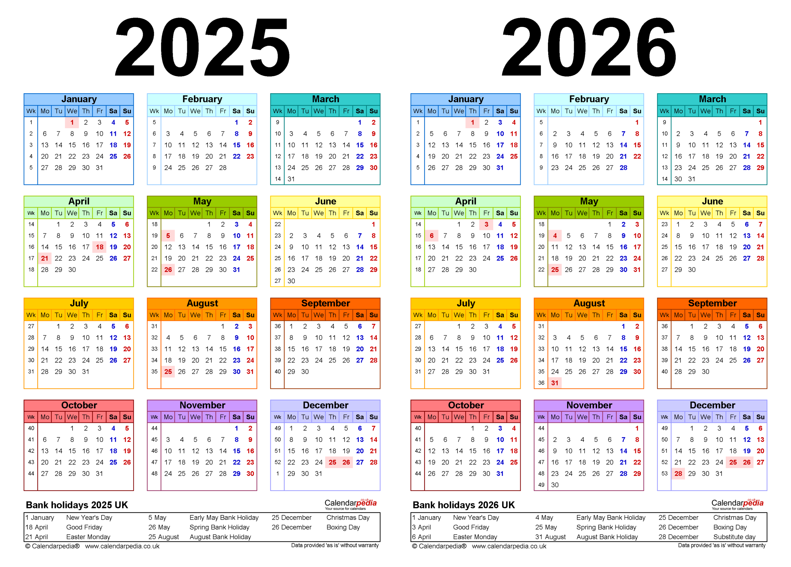 Two Year Calendars For 2025 And 2026 (Uk) For Pdf within 2025 Calendar 2026 Printable Free Download