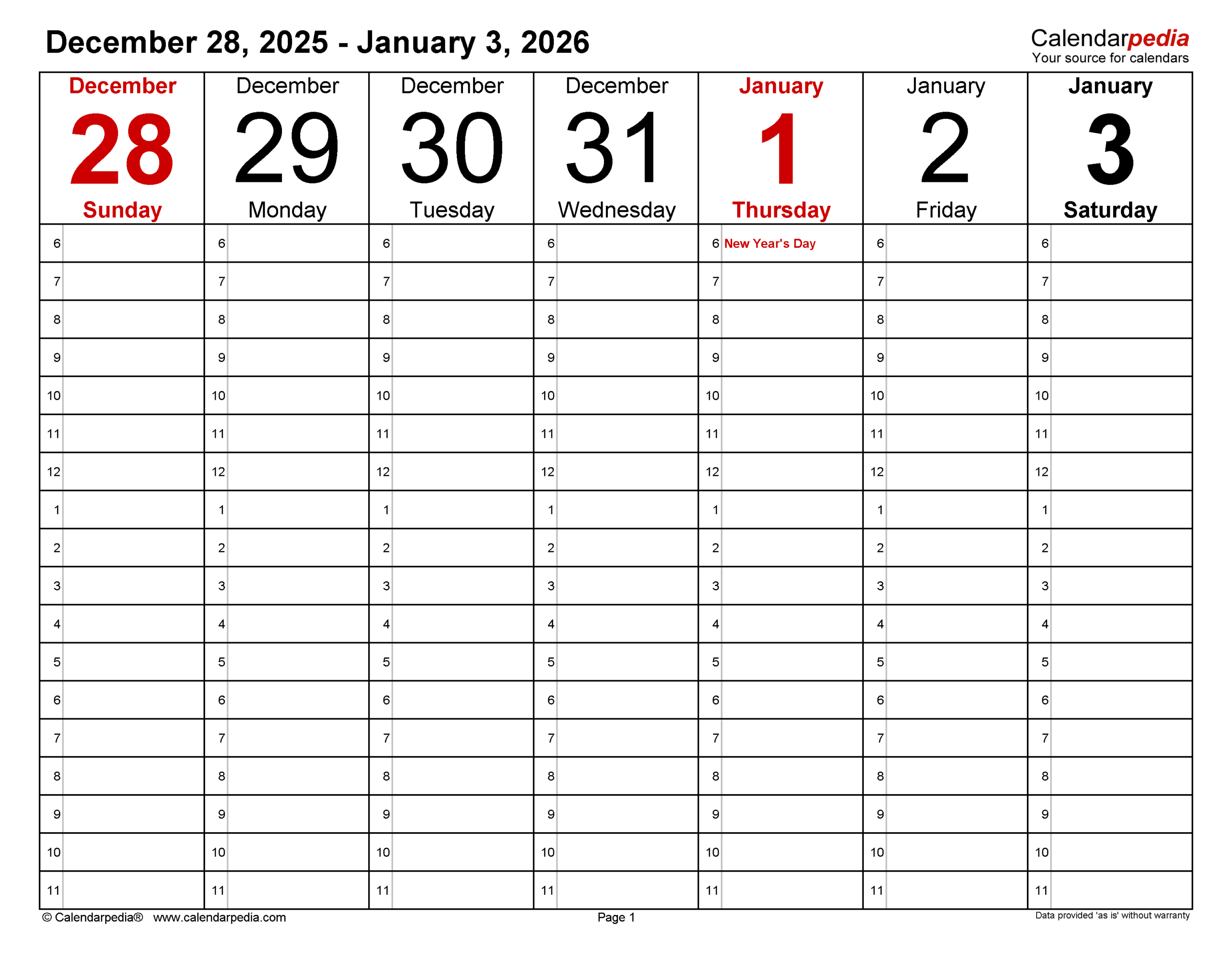 Weekly Calendars 2026 For Pdf - 12 Free Printable Templates in Weekly Calendar 2026 Printable