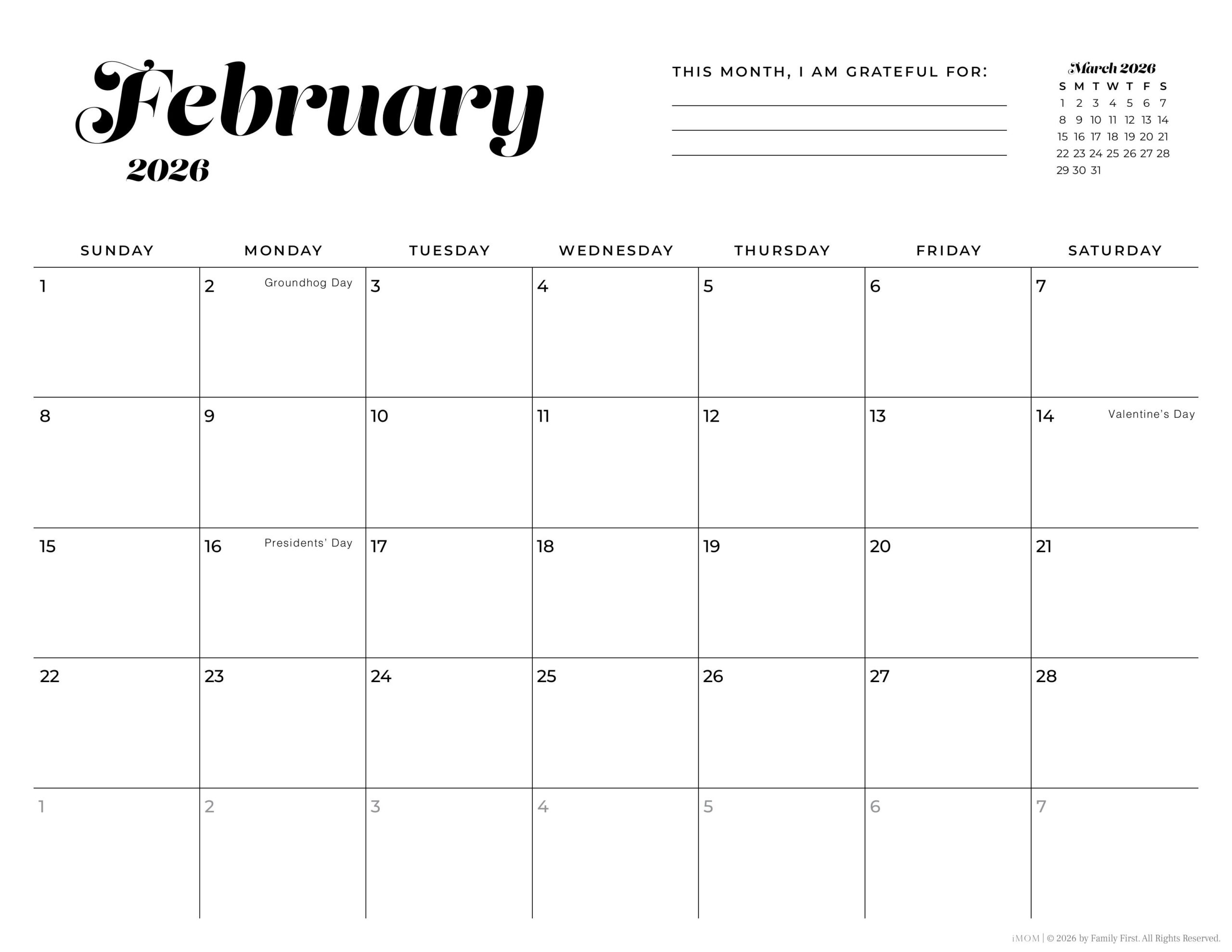 2025-2026 Simple Printable Calendar For Moms - Imom with February 2026 Calendar Imom
