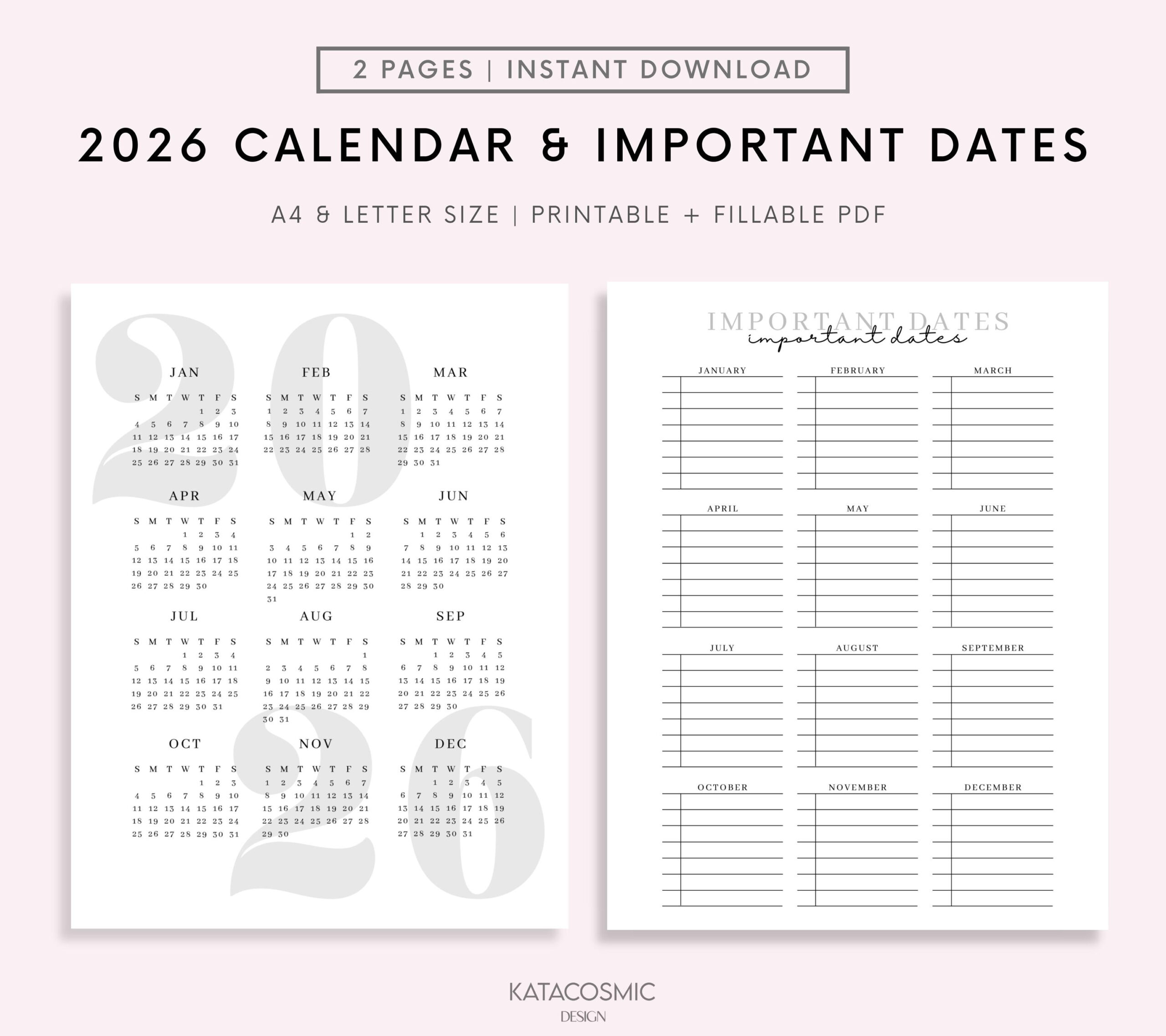 2026 Calendar And Important Dates Page Printable - Birthdays for February 2026 Calendar Maniacs