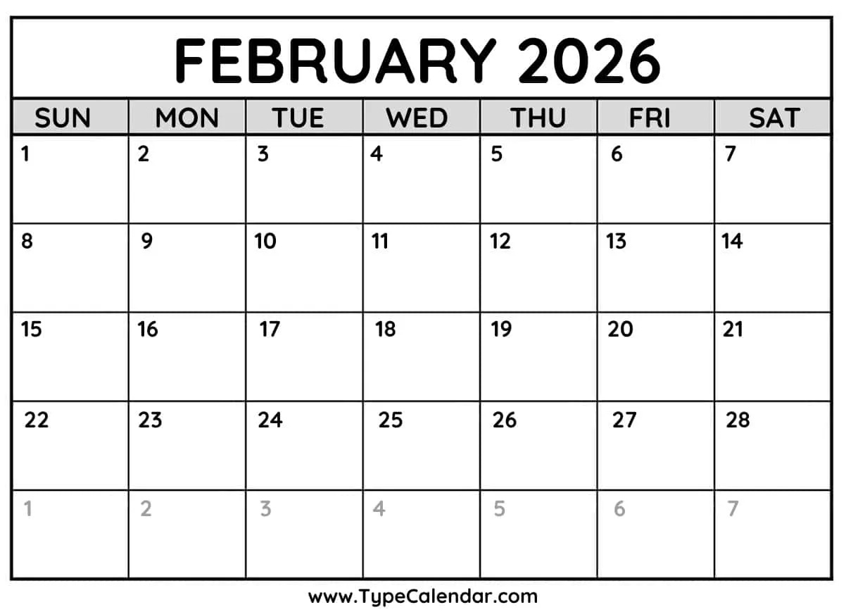 2026 Calendar - Free Printable Calendar With Holidays in February 2026 Calendar General Blue