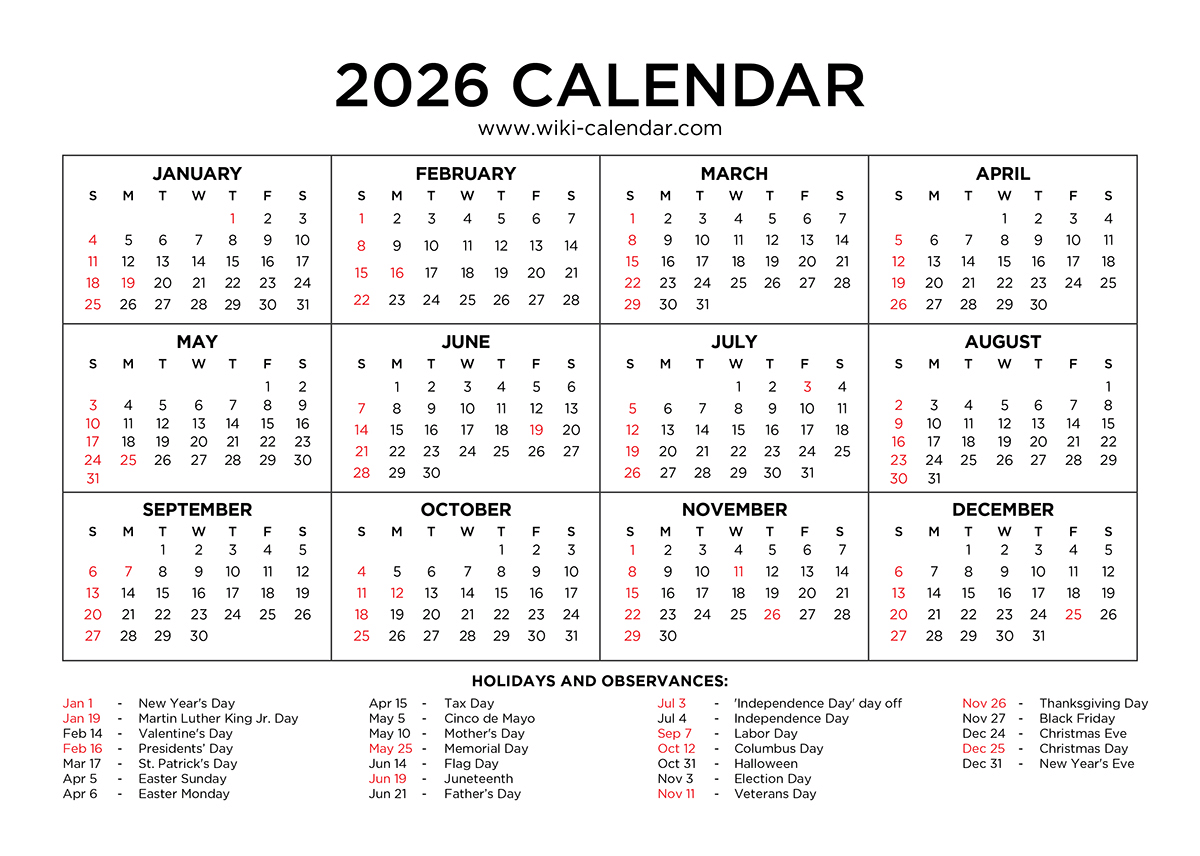 2026 Calendar Printable - Free Pdf With Holidays with regard to February 2026 Calendar Wiki