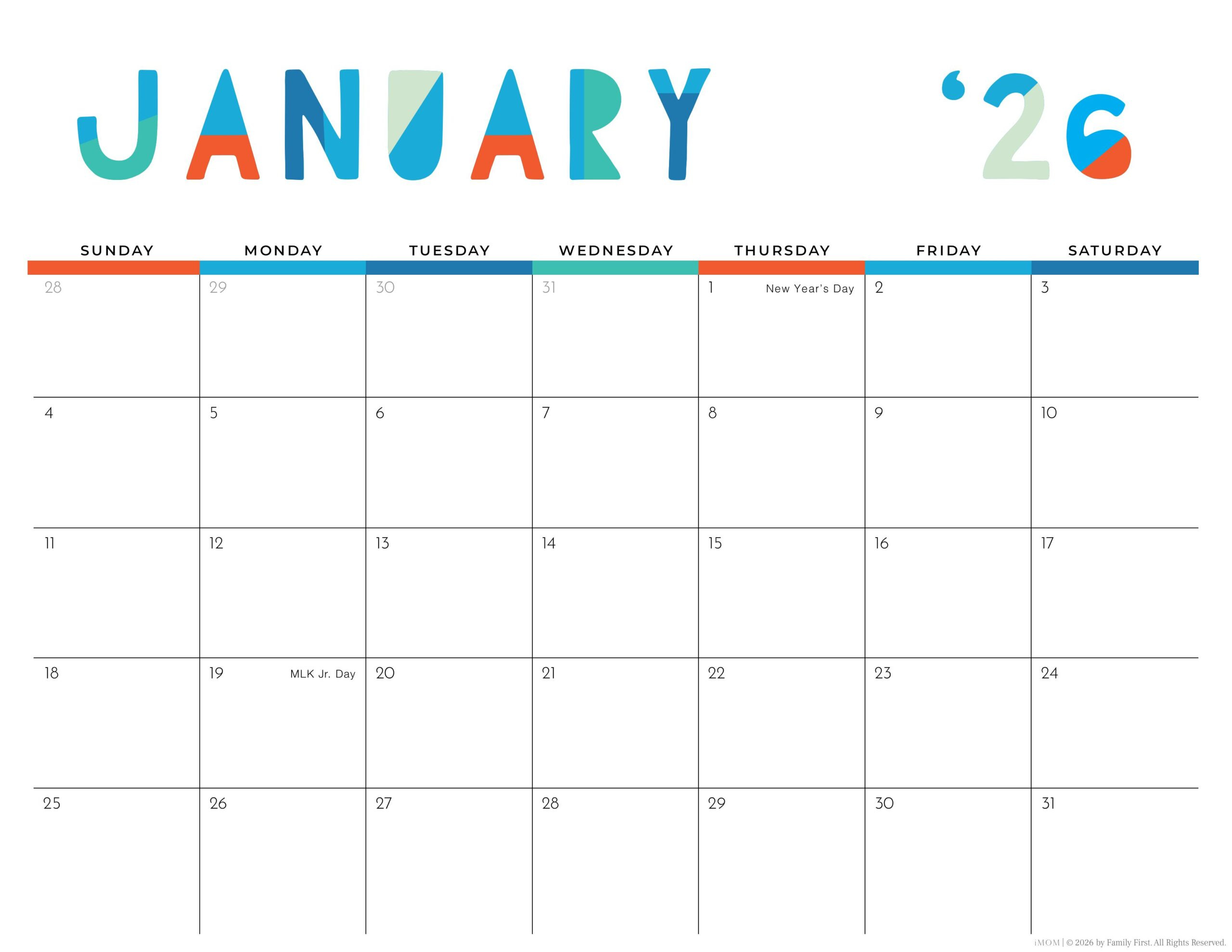 2026 Colorful Printable Calendar For Moms - Imom for February 2026 Calendar Imom