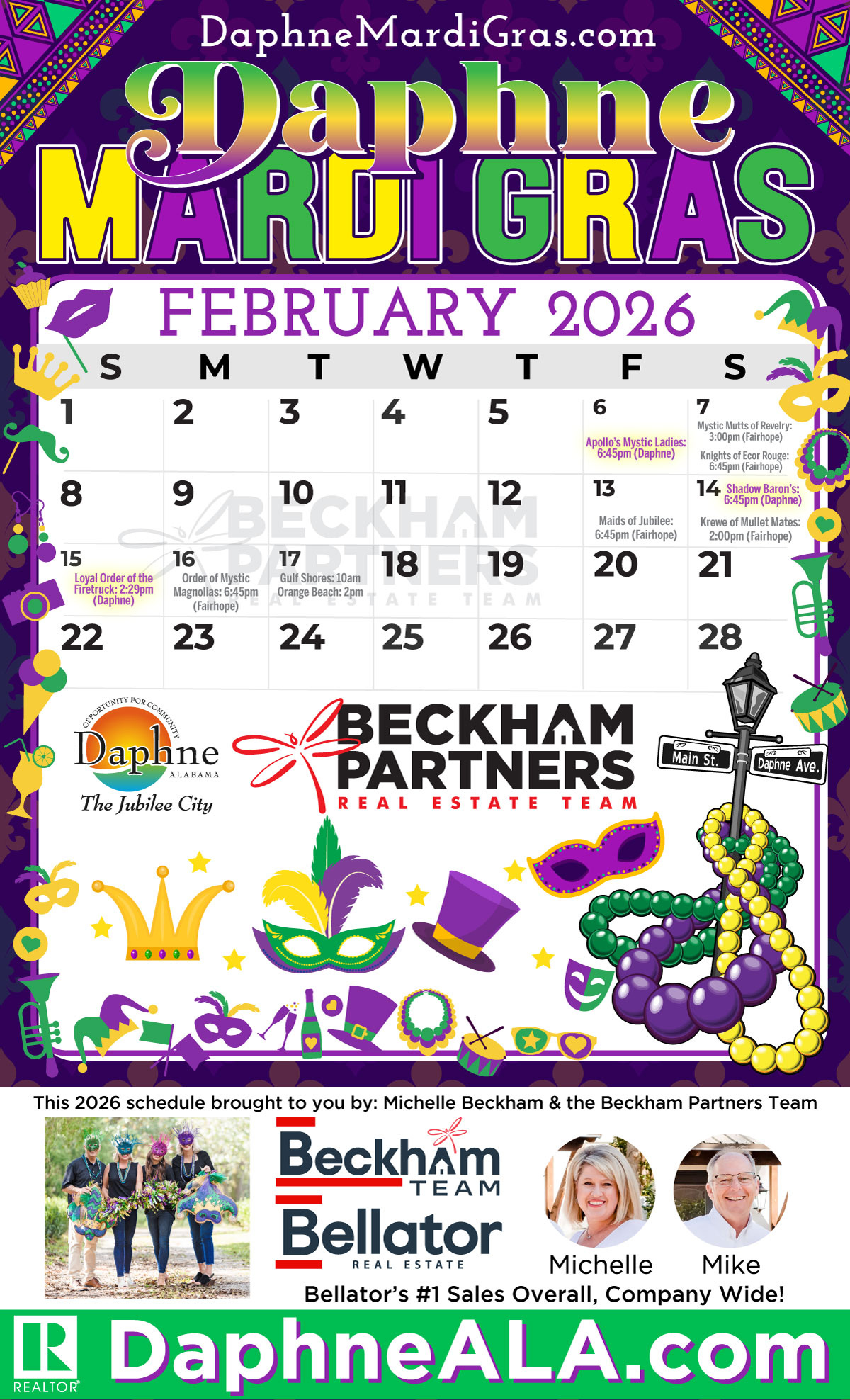 2026 Daphne Mardi Gras Printable Parade Schedule And Parade Route pertaining to February 2026 Calendar Mardi Gras