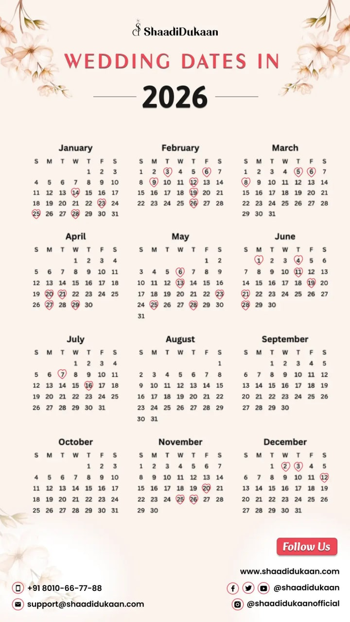 Best Hindu Wedding Dates In 2026: Auspicious Muhurat Guide | Journal throughout February 2026 Calendar Shadi Muhurat