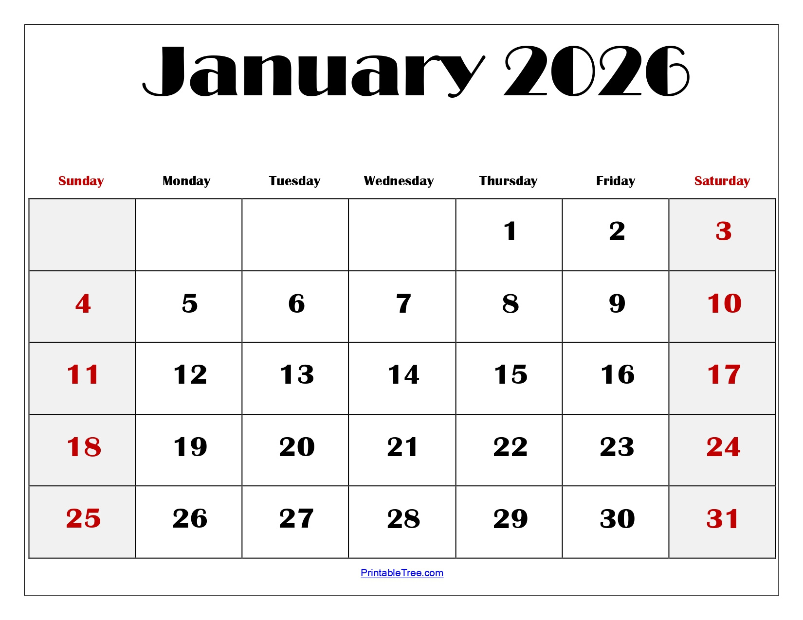 Blank January 2026 Calendar Printable Pdf Templates regarding January And February Printable Calendar 2026