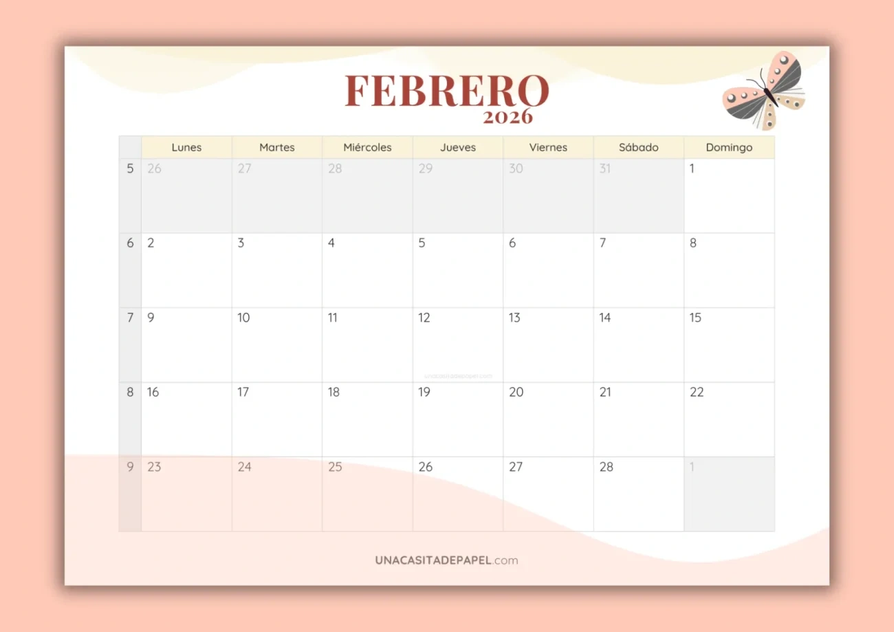 Calendarios ❤️ Para Imprimir regarding Calendario Febrero 2026 Para Imprimir