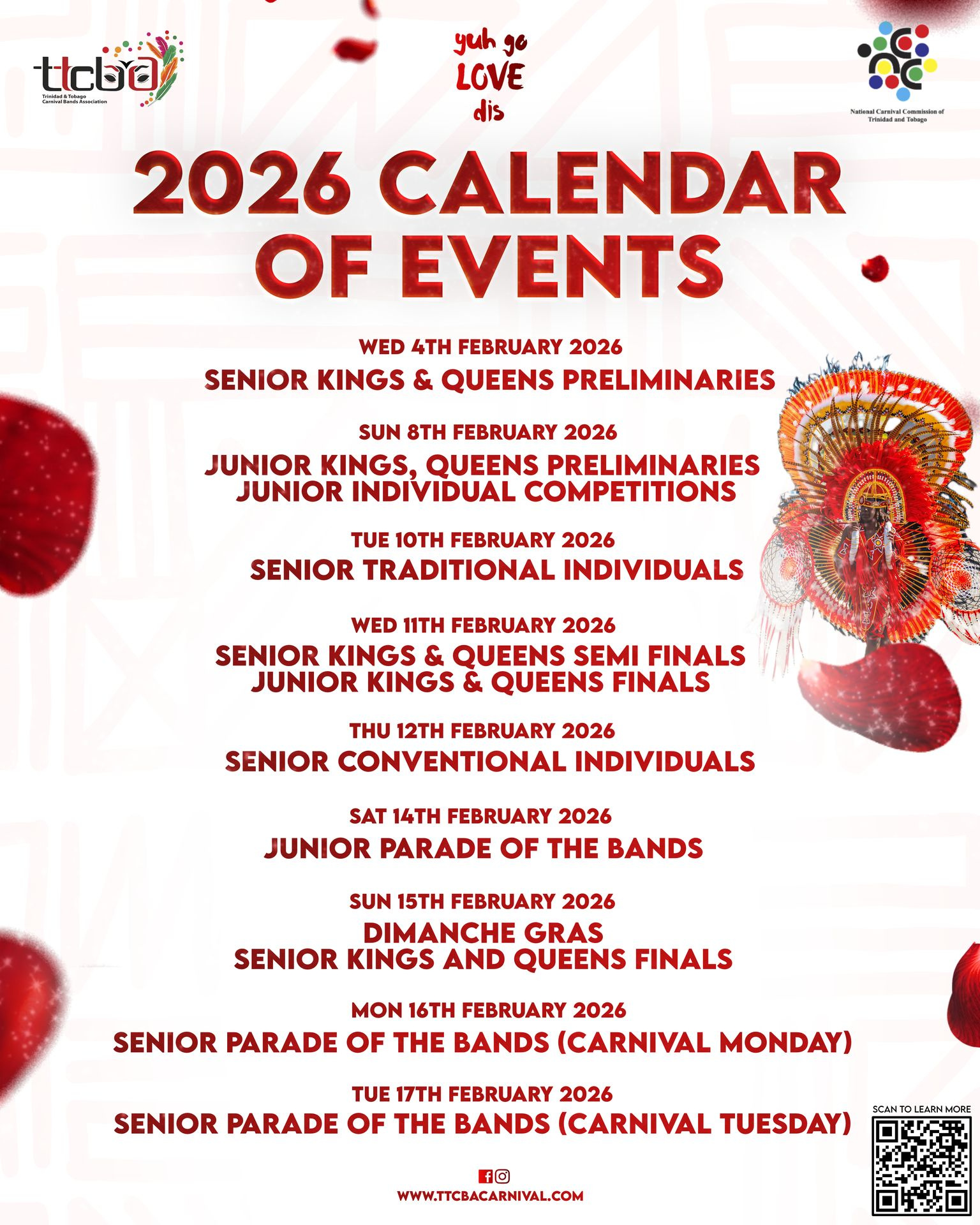 Carnival 2026 | Ttcba throughout February 2026 Calendar Trinidad