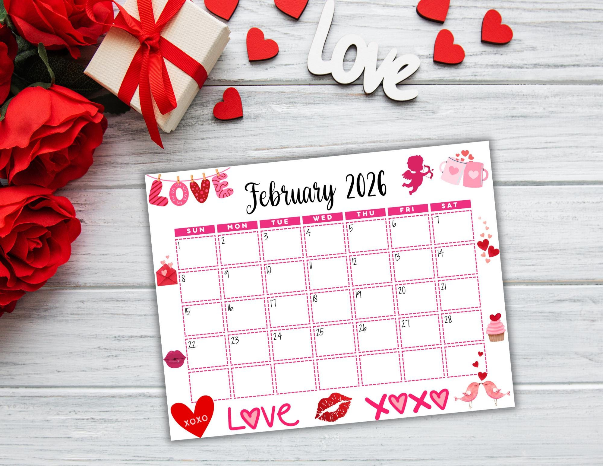 Editable Printable February Calendar 2026 | Cute Valentine'S Day inside February 2026 Calendar Valentine'S Day