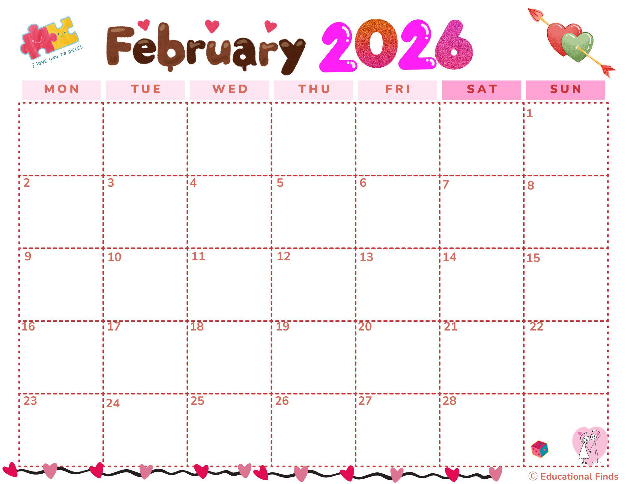 February 2026 Calendar (Digital, Printable) - Etsy with February 2026 Calendar Nz